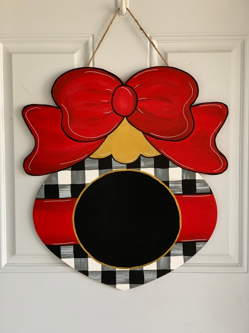 Black and White Buffalo Plaid Ornament Door Hanger With Big Etsy