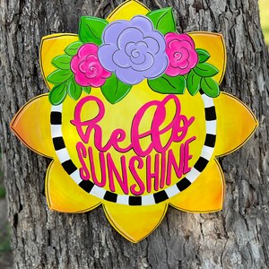 Hello Sunshine Floral Sun door hanger, summer door hanger, summer door sign