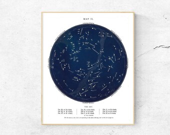 Antique Birth Month Star Chart Jan 20 - Feb 19 - from 1921 - DIGITAL DOWNLOAD - Wall Art