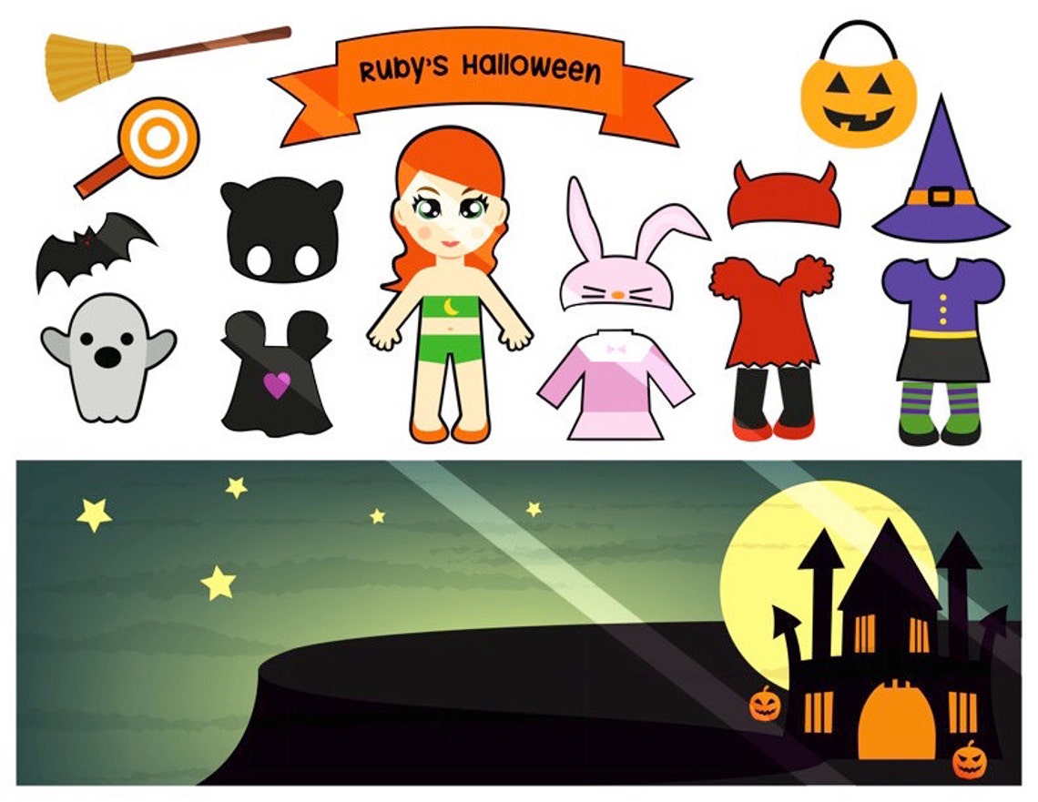 Halloween Paper Doll Printable PDF Personal Use Etsy Canada
