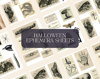 Halloween Digital Ephemera Collection  Sheets Antique Illustrations -  Digital Collage  Sheets
