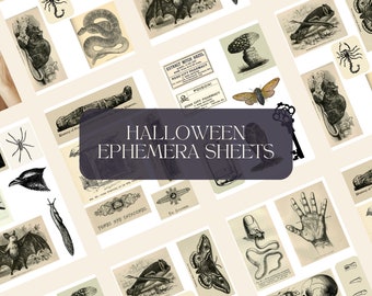 Halloween Digital Ephemera Collection  Sheets Antique Illustrations -  Digital Collage  Sheets