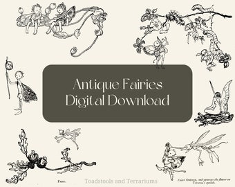 Vintage Fairies Clip Art Illustration - DIGITAL DOWNLOAD for Scrapbooking and Crafts