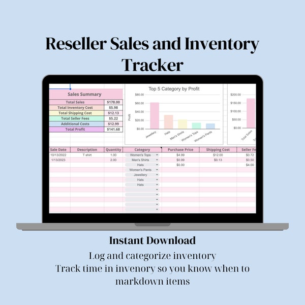 Reseller Inventory and Sales Spreadsheet Business Tracker for Google Sheets