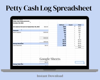 Petty Cash Spreadsheet for Small Business | Easy Expense Tracking | Google Sheets Budget Template