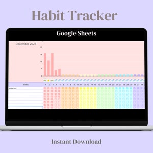 Habit Tracker Book Spreadsheet Digital ADHD Task Tracker for Google Sheets