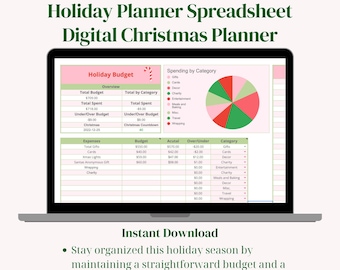Holiday Planner Spreadsheet Digital Christmas Planning Google Sheets