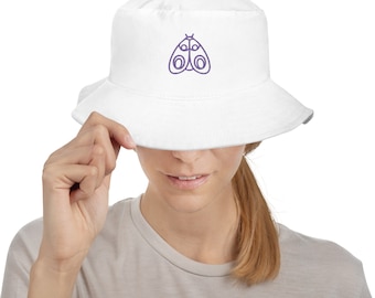 Moth Butterfly Embroidered Bucket Hat - Purple