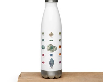 Gemstone Water Bottle Stainless Steel Antique Gemmology Graphic Print Water Bottle