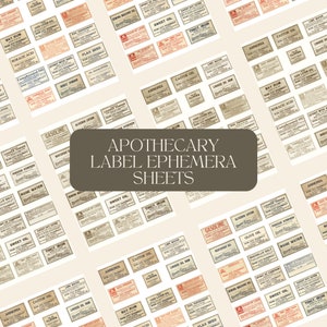 Antique Apothecary Labels Digital Ephemera Sheets - Set of 39