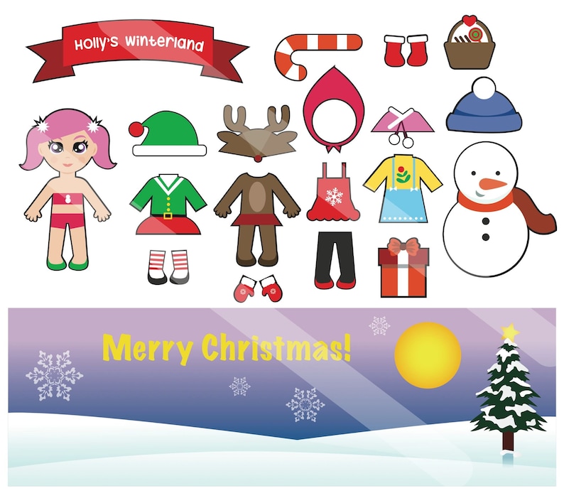 Christmas Paper Doll Printable PDF Personal Use Etsy