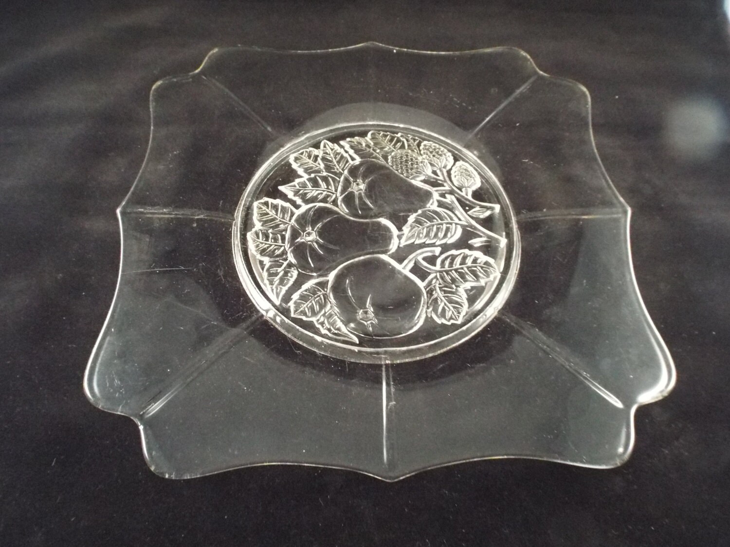 Fruit Plate Glass with fruit design large vintage Etsy