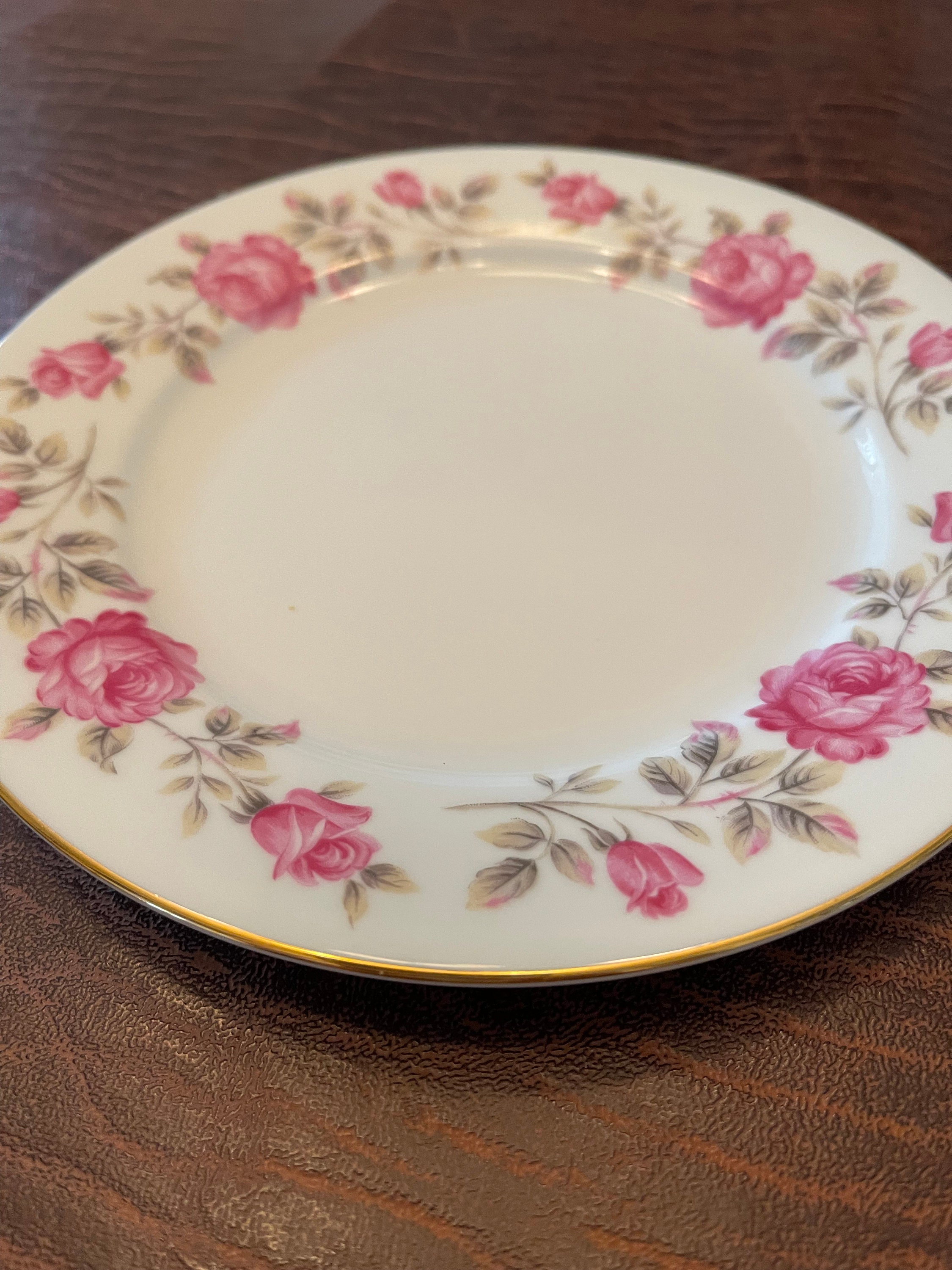 NIPPON TOKI KAISHA RC 壁掛け飾り皿　大皿　1956年〜不明 RC Nippon Toki Kaisha White With Pink Flower Gold Trim - Excellent