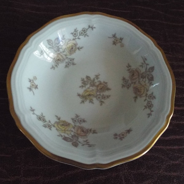 Johann Haviland Bavaria Germany Chippendale Beige and Gold Soup Bowl Gift for her Downton Abbey Poldark Replacement Bowls Fluted