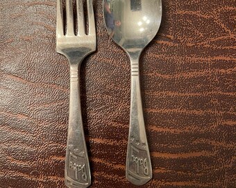 Baby Fork and Spoon Imperial Silver Plate Used