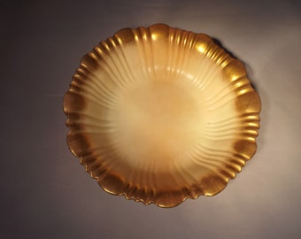 Royal Worcester Circular Bowl Oyster Color with Gold Gilding 8"  1889 Antique Pottery , Vintage Creamer, Vintage Dishware Christmas