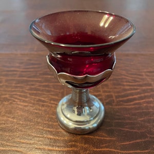 1 Ruby Red Vintage Cambridge Glass Krome Kraft  Wine Cordial  Wine Drinking Glasses   Faber Home accents Serving Collectibles, Stage  Movie