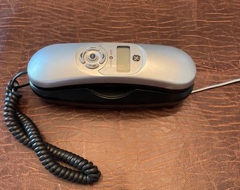 GE Slimline Corded Telephone Model #29265EE1-A Silver and Black Landline Phone
