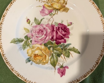 Bandeja redonda antigua Limoges GD & Cie Avenir, chapada en oro macizo, en perfecto estado (31,75 cm).