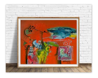 Original Artwork, Red Abstract Oil Painting, Living Room, Hand Painted Canvas Art, Bedroom Wall Trendy Canvas Fine Art Decor, Abstrakt Kunst