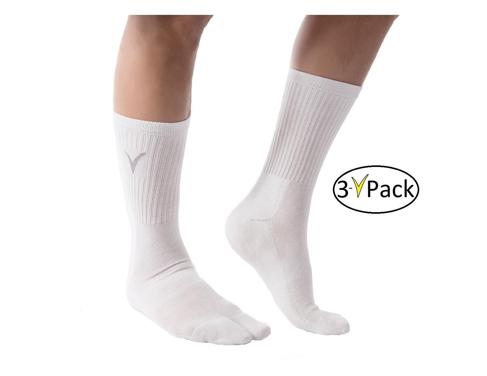 3 Pairs V-Toe White V Toe Flip-Flop Tabi Big Toe Crew Socks Comfortable Stylish For Men And Women Fun Socks