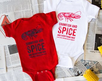 Louisiana Baby Girls Cajun Crawfish Infant Bodysuit (Red, White, Custom Colors)