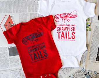 Louisiana Baby Boys Cajun Crawfish Infant Bodysuit (Red, White)
