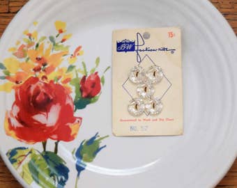 Vintage Glass Button Card, Glass Fastners, Sewing Notions, Small Buttons