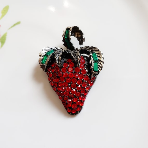 Pell Strawberry Brooch, Strawberry Fruit Pin
