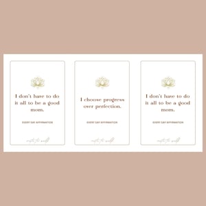 Mom Affirmation Cards Printable | 12 Daily Reminders for Busy Moms | Self Care Notes