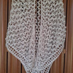 Hand Knit Alpaca Wool Light Grey Triangler Shawl:Headscarf with Glitter