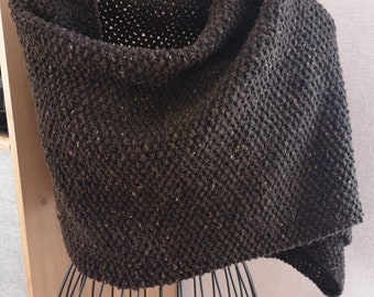 Scarf women handmade knit Brown  Oversized  Hand Knitt Tweed Scarf