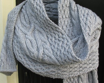 Wool scarf women handmade Celtic wraps Winter warm scarf grey