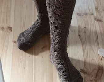 Hand cable socks wool women  long  socks