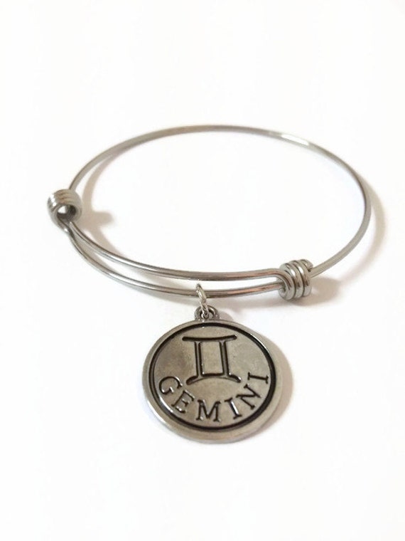 Items similar to GEMINI Zodiac Expandable Bracelet Astrology Bangle