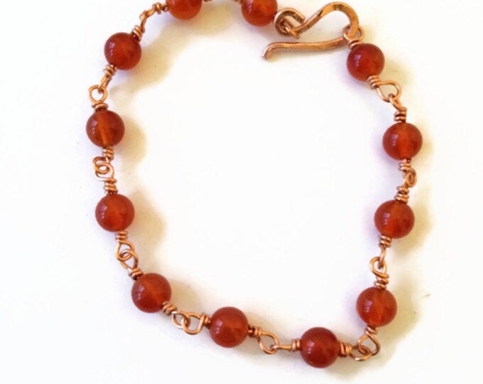 Carnelian Beaded Bracelet Orange Beaded Bracelet Orange Etsy