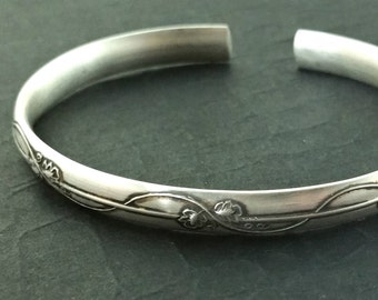 Art Nouveau Sterling Silver Cuff Bracelet: Alphonse Mucha Floral Design