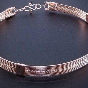 GODIVA Locking Collar, Rose Gold with Sterling Silver Twists, Submissive Collar, Discreet Day Collar, Wedding Jewelry