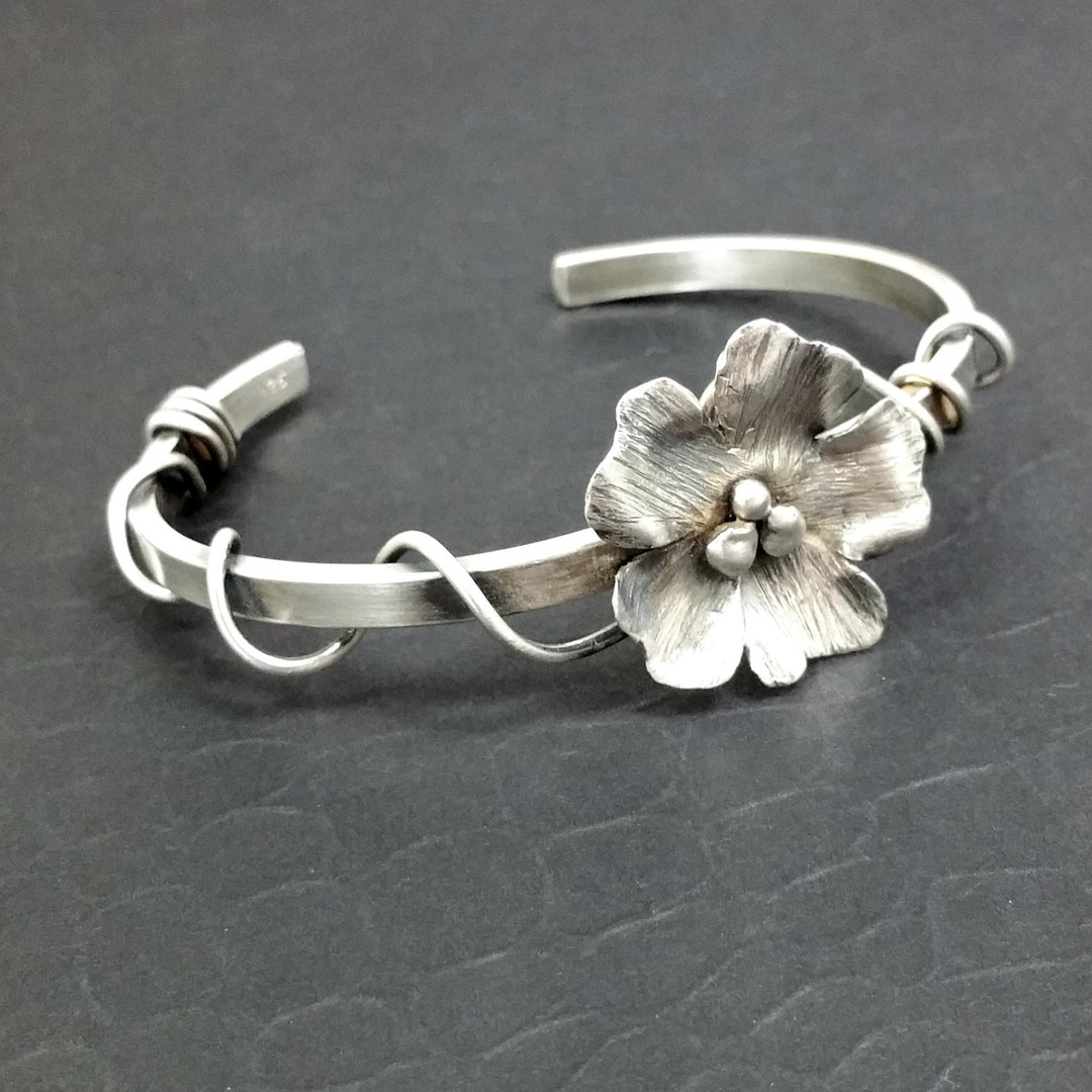 Rose of Aphrodite Cuff Sterling Floral Cuff Statement Cuff - Etsy