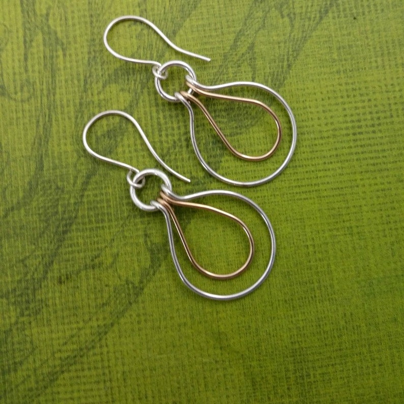 Artisan Earrings Handcrafted Double Drop Earrings Sterling and 14k Gold Filled