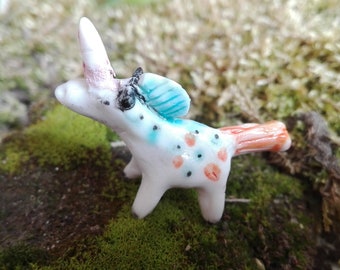 Terrarium  Miniature Unicorn  figurine  Porcelain Totem Doll house  Accessory Hand sculpted