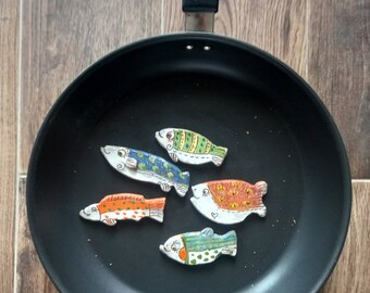 Una decoración de pared, 5 juegos de imanes de peces, decoración de paredes de cocina, un juego de peces único ž5