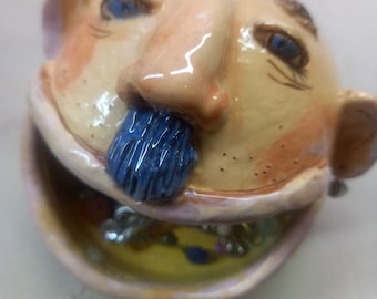Caja de joyería de cerámica, salero, diseño de artista, bodega de cerámica, salero, tarro de sal, soporte de especias, cocina de cerámica, regalo hecho a mano