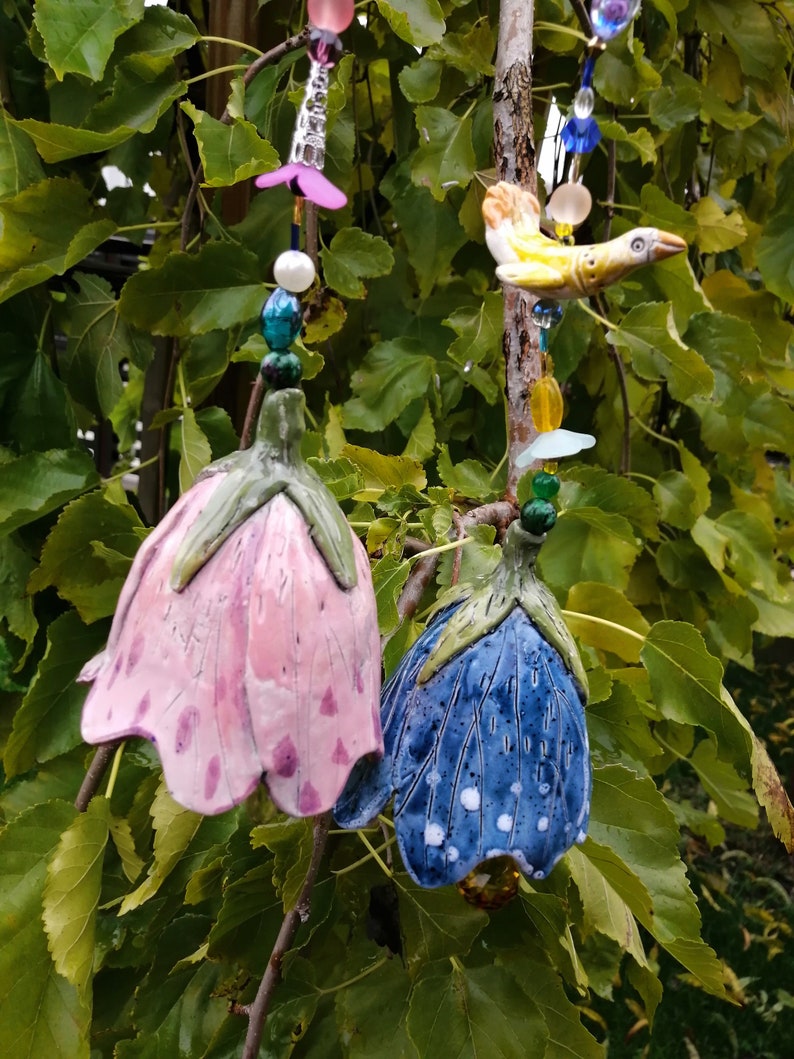 Terraces garden decor Ceramic flowers Garden decor Etsy