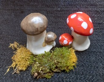 Figura de hongo, decoración del hogar, terrario, decoraciones para macetas, juego de 2 hongos