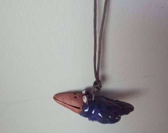 Colgante de cerámica con forma de pájaro, cuentas hechas a mano, C31
