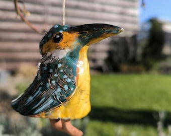 Bird bell- Kingfisher, Ceramic bell V24