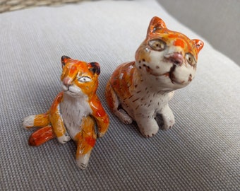Original clay Figurine Handmade  Cat Miniature