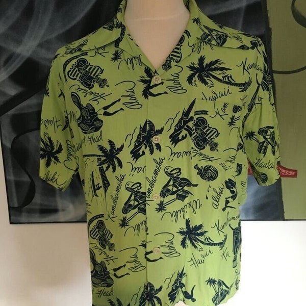 Pearl diver 50's style reproduction hawaiian shirt. M. Aloha, rayon, rockabilly, Sun Surf. Viva Las Vegas, Buzz Rickson, 1950's, 1940's