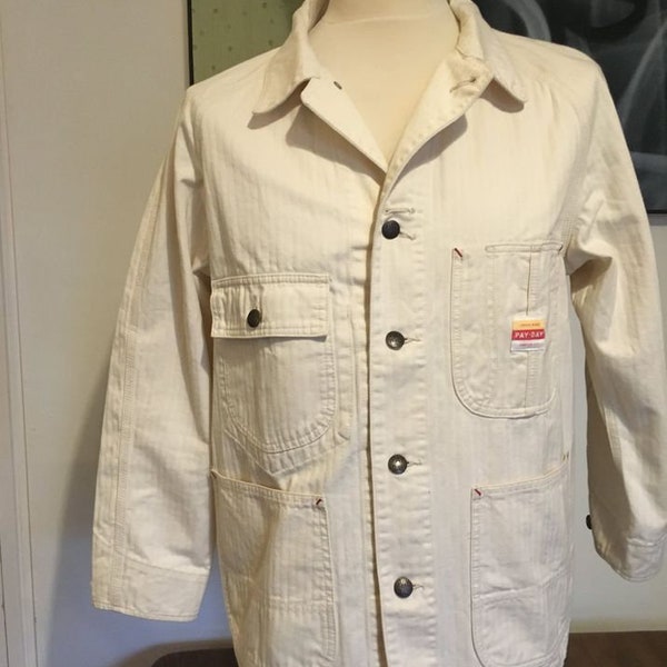 Penneys Payday chore jacket. M. Ecru HBT. Japanese repro. Rockabilly, workwear. 1940's, 1950's